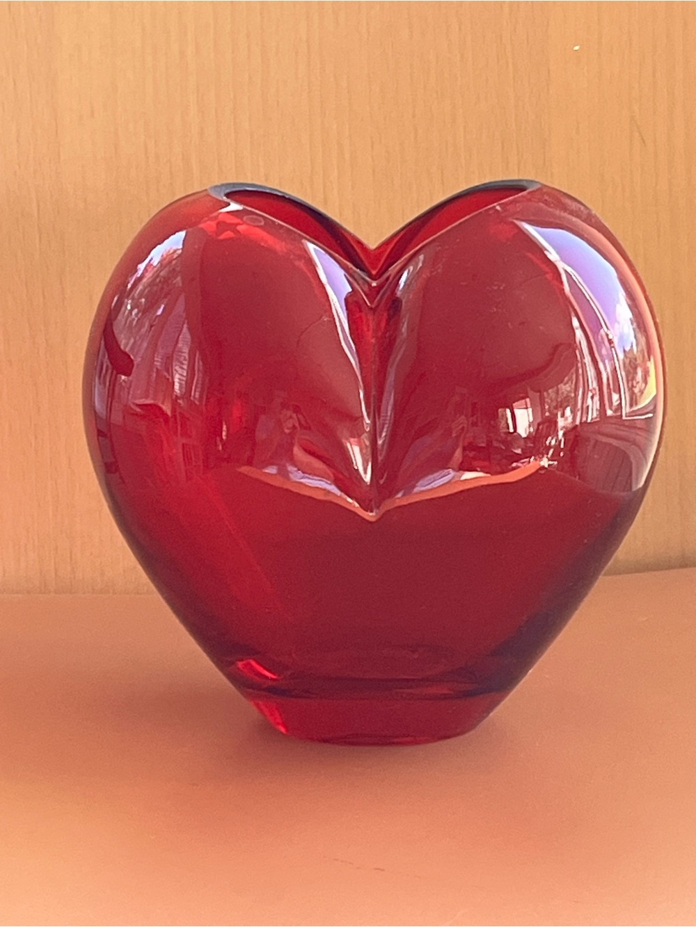 Red Glass Heart Vase